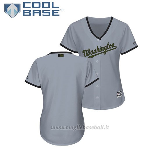 Maglia Baseball Donna Washington Nationals 2018 Dia de los Caidos Cool Base Grigio